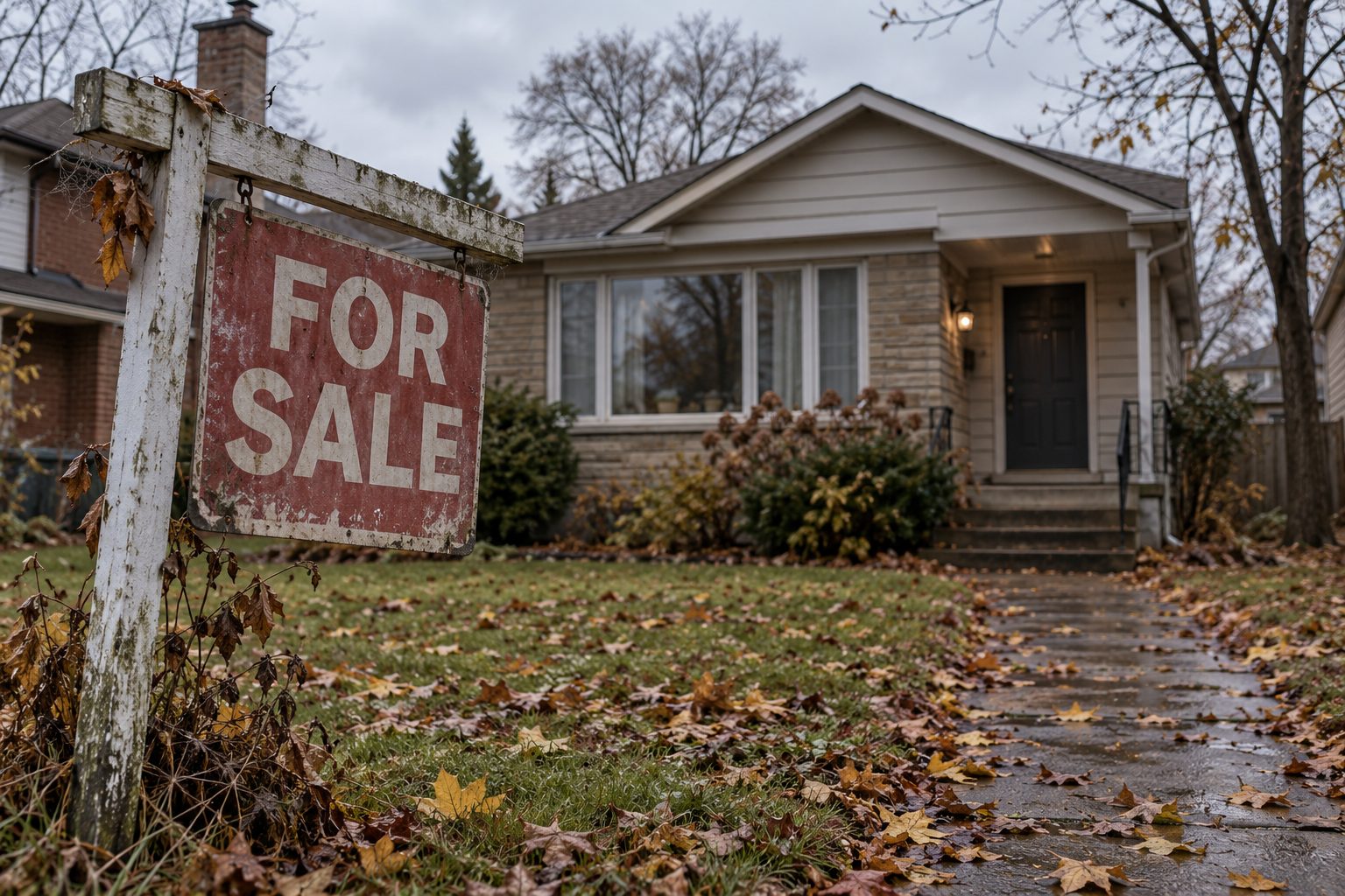 Weathered For Sale Sign in Autumn